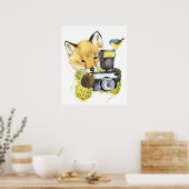 Cute Waterverf Fox die Afbeeldingen gebruikt Poster (Keuken)