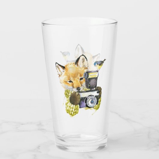 Cute Waterverf Fox die Afbeeldingen inneemt Glas (Achterkant)