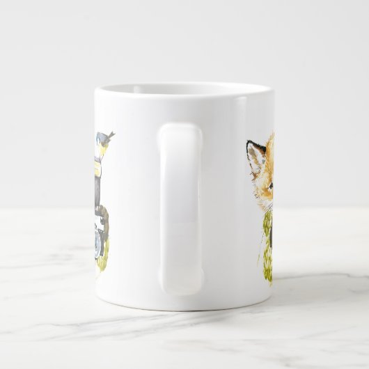 Cute Waterverf Fox die Afbeeldingen inneemt Grote Koffiekop (Achterkant)