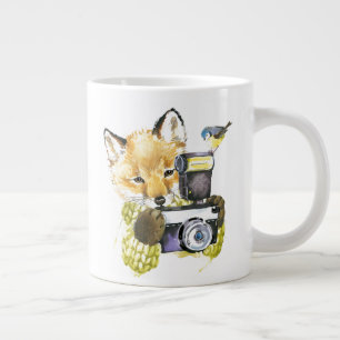 Cute Waterverf Fox die Afbeeldingen inneemt Grote Koffiekop