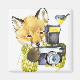 Cute Waterverf Fox die Afbeeldingen inneemt Magneet