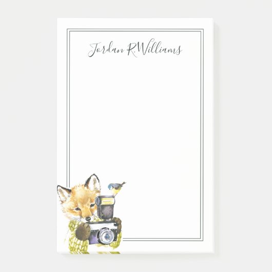 Cute Waterverf Fox die Afbeeldingen inneemt | Naam Post-it® Notes (Voorkant)
