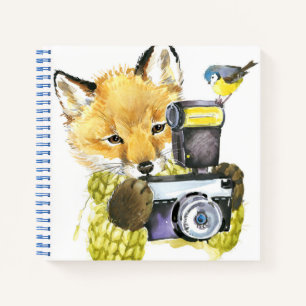 Cute Waterverf Fox die Afbeeldingen inneemt Notitieboek