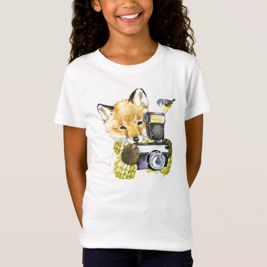 Cute Waterverf Fox die Afbeeldingen inneemt T-shirt (Voorkant)