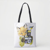 Cute Waterverf Fox die Afbeeldingen inneemt Tote Bag (Voorkant)