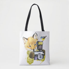 Cute Waterverf Fox die Afbeeldingen inneemt Tote Bag