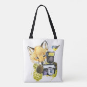Cute Waterverf Fox die Afbeeldingen inneemt Tote Bag (Achterkant)