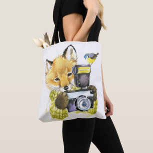 Cute Waterverf Fox die Afbeeldingen inneemt Tote Bag