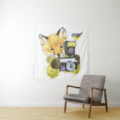 Cute Waterverf Fox die Afbeeldingen inneemt Wandkleed (In situ)