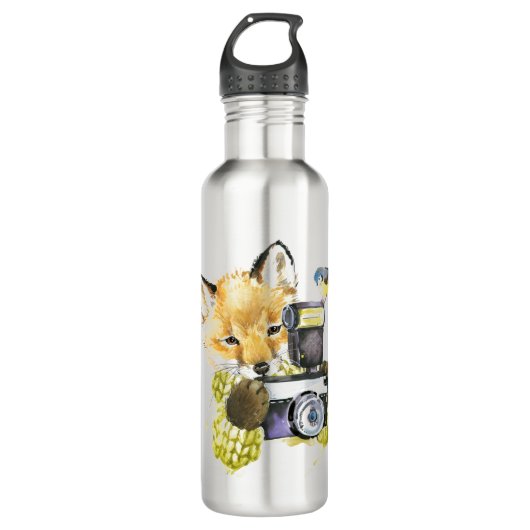 Cute Waterverf Fox die Afbeeldingen inneemt Waterfles (Voorkant)