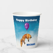 Cute Waterverf Fox happy Birthday Persoonlijk Papieren Bekers (Achterkant)