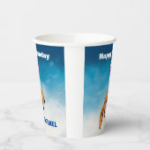 Cute Waterverf Fox happy Birthday Persoonlijk Papieren Bekers (Links)