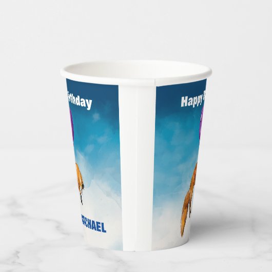 Cute Waterverf Fox happy Birthday Persoonlijk Papieren Bekers (Rechts)