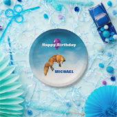 Cute Waterverf Fox happy Birthday Persoonlijk Papieren Bordje (Feest)
