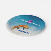 Cute Waterverf Fox happy Birthday Persoonlijk Papieren Bordje (Gekanteld)