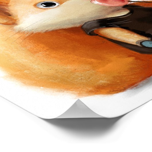 Cute Waterverf Fox Lollipop | Fox Wall Print (Hoek)