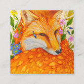 Cute Waterverf Fox met bloemen Vierkante Visitekaartje (Voorkant)
