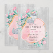 Cute Waterverf Fox met Florals Girl Baby shower Kaart (Voorkant / Achterkant)