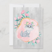 Cute Waterverf Fox met Florals Girl Baby shower Kaart (Achterkant)