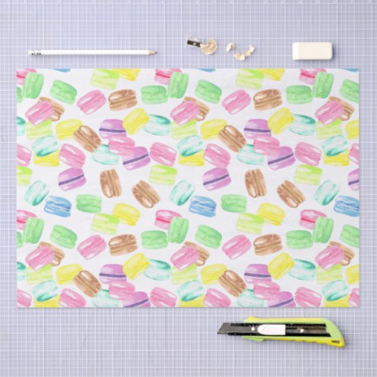 Cute Waterverf French Macaroon | Macaron Pattern Tissuepapier (Craft)
