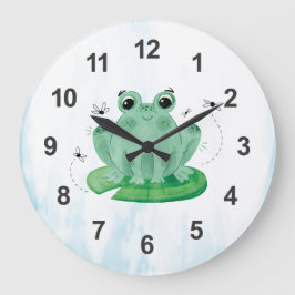 Cute Waterverf Frog Large Clock Grote Klok