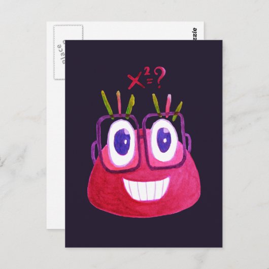 Cute Waterverf Geek Snoep Character Mathematicus Briefkaart (Voorkant / Achterkant)