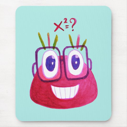 Cute Waterverf Geek Snoep Character Mathematicus Muismat (Voorkant)