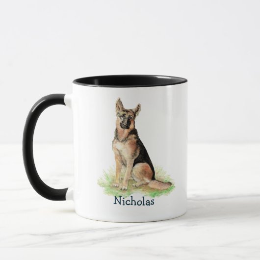 Cute Waterverf German Shepherd Dog Pet Animal Art Mok (Links)