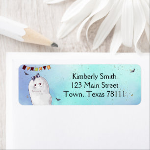 Cute Waterverf Ghost Halloween Adres Etiket