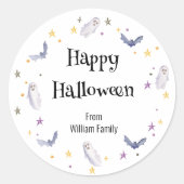 Cute Waterverf Ghost Happy Halloween Ronde Sticker (Voorkant)