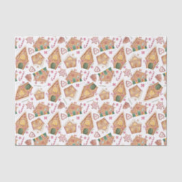 Cute Waterverf Gingerbrood House White Kerstmis Tissuepapier