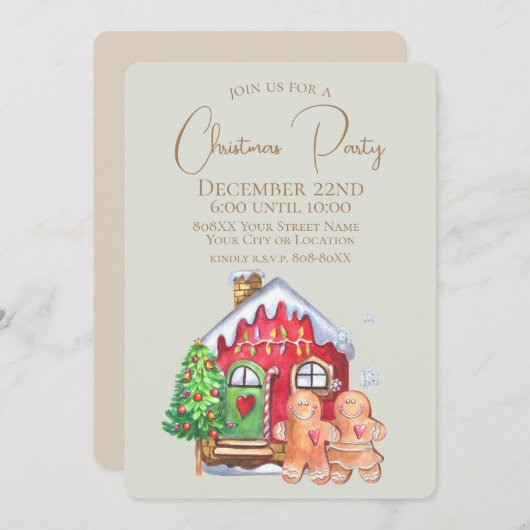 Cute Waterverf Gingerbrood Mensen in het zakje Kaart (Voorkant / Achterkant)