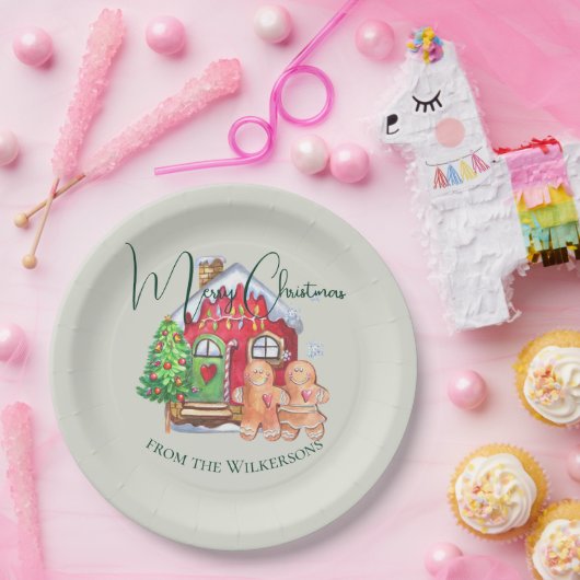 Cute Waterverf Gingerbrood Mensen in het zakje Papieren Bordje (Feest)