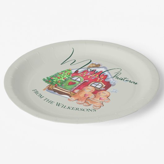 Cute Waterverf Gingerbrood Mensen in het zakje Papieren Bordje (Gekanteld)