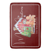 Cute Waterverf Gingerbrood Mensen op Bourgogne Badmat (Voorkant Verticaal)