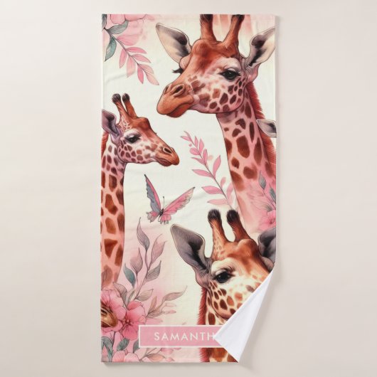 Cute Waterverf Giraffe Badhanddoek (Badhanddoek)
