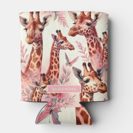 Cute Waterverf Giraffe Blikjeskoeler (Achterkant)