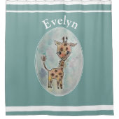 Cute Waterverf Giraffe Gepersonaliseerd Douchegordijn (Voorkant)