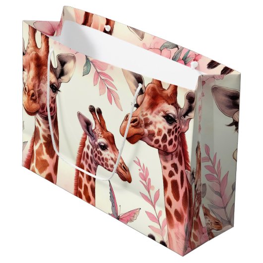 Cute Waterverf Giraffe Groot Cadeauzakje (Voorkant Gekanteld)