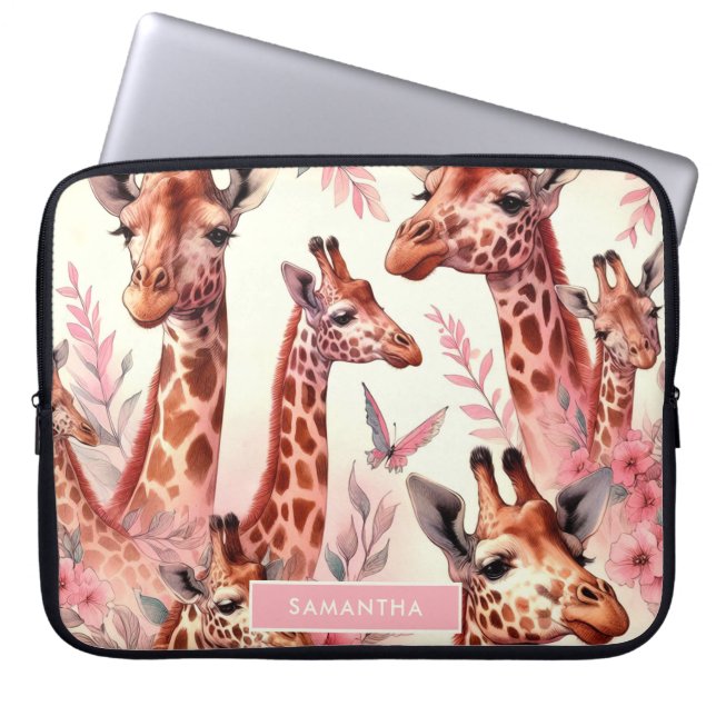 Cute Waterverf Giraffe Laptop Sleeve (Voorkant)