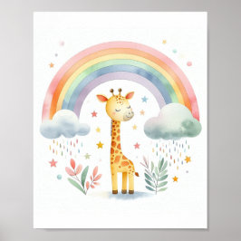 Cute Waterverf Giraffe Poster