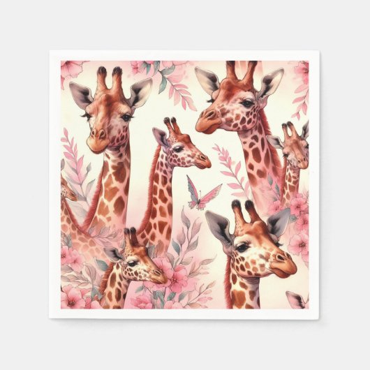 Cute Waterverf Giraffe Servet (Voorkant)