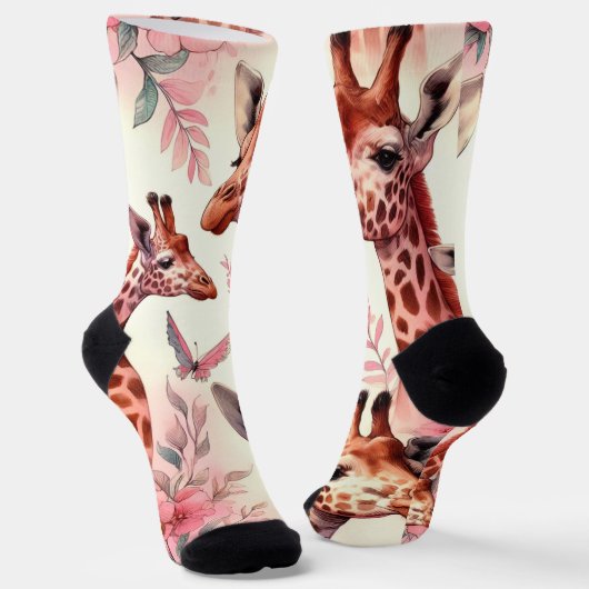 Cute Waterverf Giraffe Sokken (Gebogen)