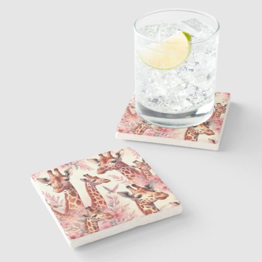 Cute Waterverf Giraffe Stenen Onderzetter (Zijkant)