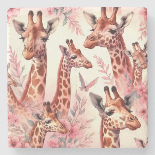 Cute Waterverf Giraffe Stenen Onderzetter (Voorkant)