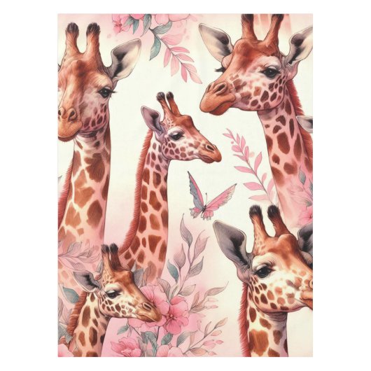 Cute Waterverf Giraffe Tafelkleed (Voorkant)