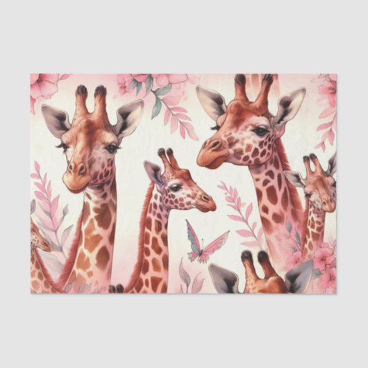 Cute Waterverf Giraffe Tissuepapier (Voorkant)