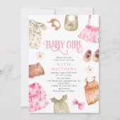 Cute Waterverf Girl Clothes GIRL Baby shower Kaart (Voorkant)
