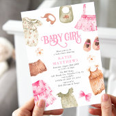 Cute Waterverf Girl Clothes GIRL Baby shower Kaart