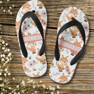 Cute Waterverf Girl Fox, Bee & Floral Pattern Kinder Teenslippers